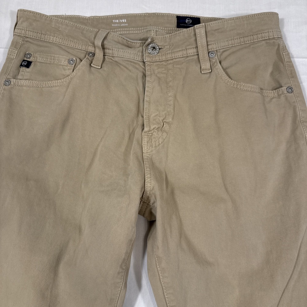 JEANS MODERN ATHLETIC AG Adriano MENS 30X34 Goldschmied Ives Stretch TAN BRN - Picture 2 of 9